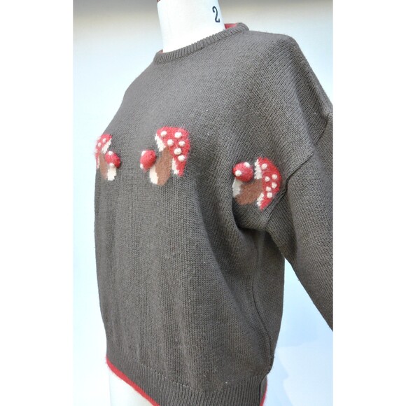 Vintage Mushrooms Psychedelic Sweater Fall Winter Woodland Gypsy Boho S M - Picture 7 of 10